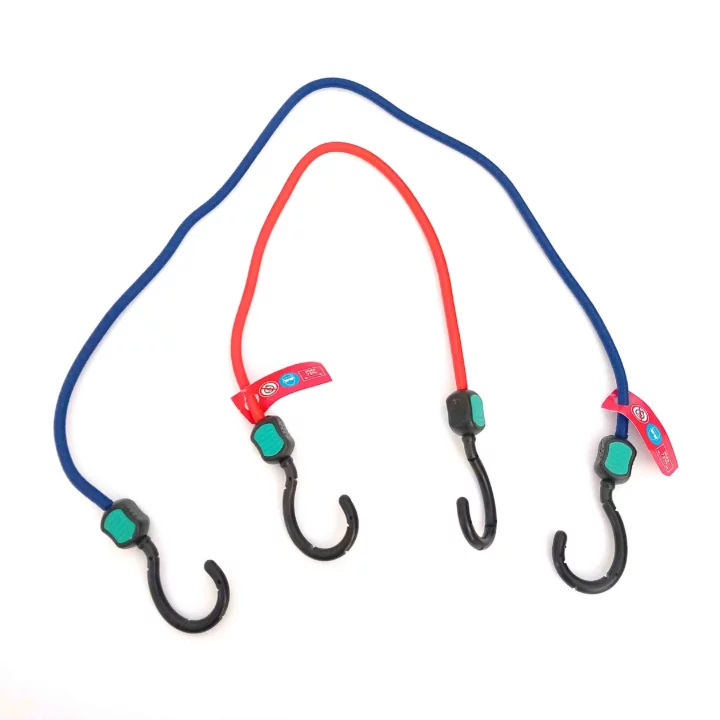 SET 2 pcs MIX 8mm ELASTIC STRAP WITH SAFETY PLASTIC HOOK “BUNGEE SET”1x60cm – 1x90cm -TUV