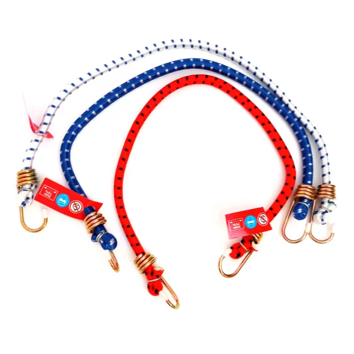 SET 3 pcs 10mm ELASTIC STRAP WITH SAFETY METAL HOOK  “BUNGEE SET”3x60cm   – TUV